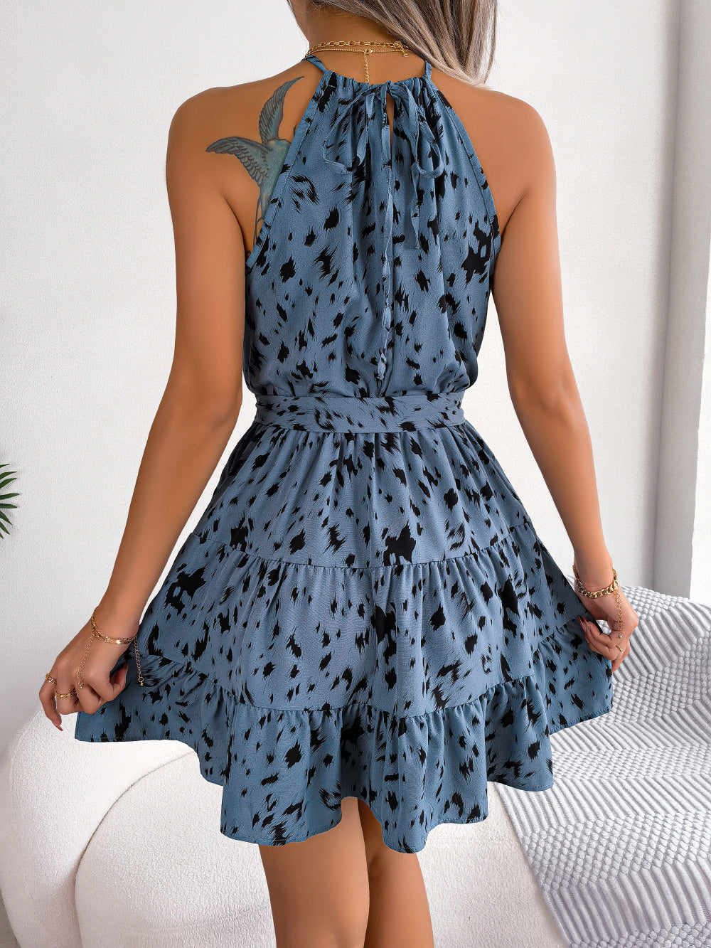Casual and trendy leopard print summer dress with ruffles