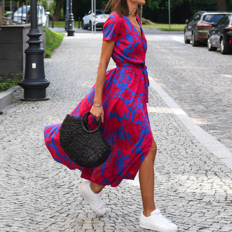 Elegant printed beach dress