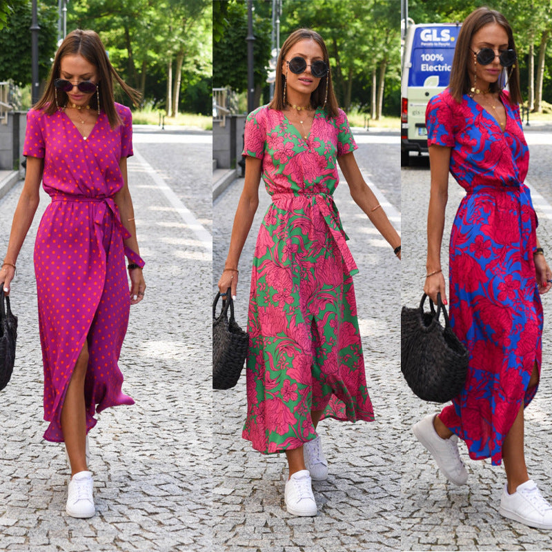 Elegant printed beach dress