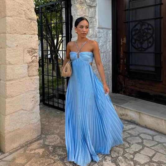 Robe plissée dos nu soirée